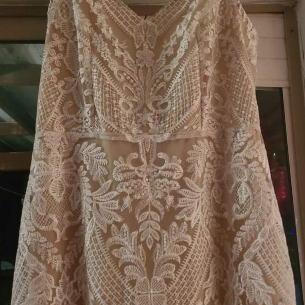 NEW Champagne Wedding Dress Gown Train Mermaid Women's Size 14